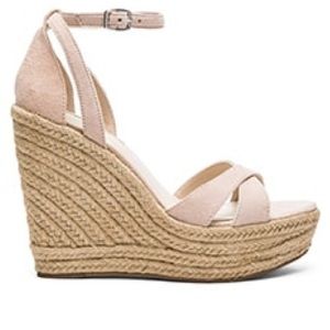 BCBGeneration Holly Nude Blush Kid Suede Wedges Size 9 (pre-loved) with box